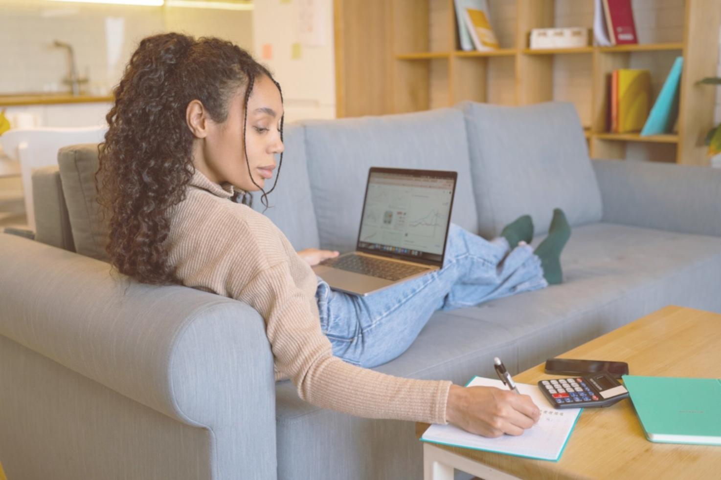 Business owner reviewing financial insights and performance data